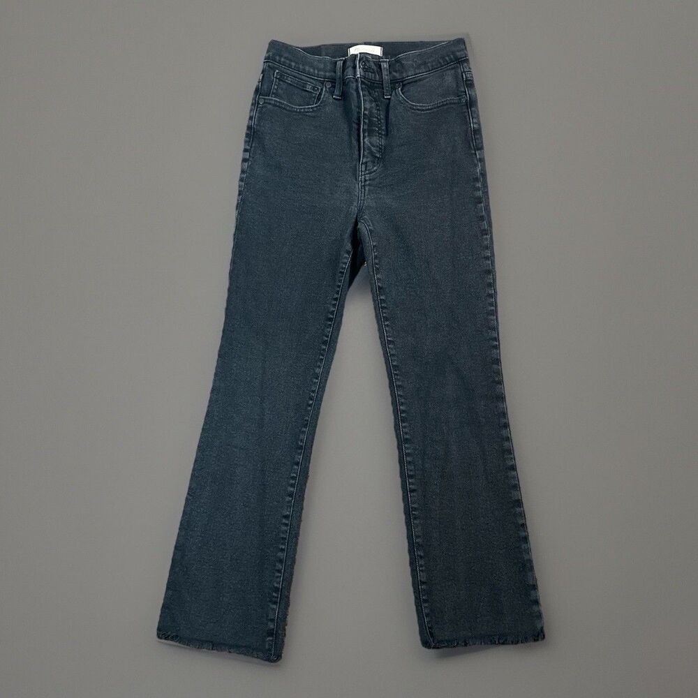 Madewell Jeans 28 Womens Black Denim Cali Demi Boot Cut High Rise Frayed Hem
